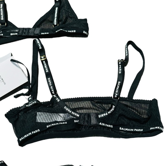 BALMAIN***Tulle Logo Strap Bra + Underwear Set***Sm. - Picture 6 of 12